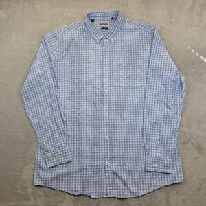 Barbour Shirt Mens 2XL Blue White Plaid Tailored‎ Fit Button Down Long Sleeve